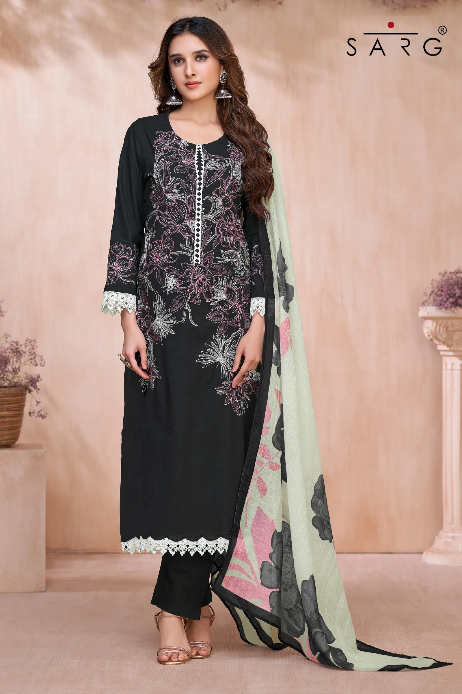 Azalea By Sahiba Premium Cotton Linen Dved With Heavy Embroidery Dress Material Online Wholesale